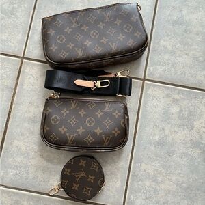 Luxury Brown Monogram Clutch pouchette set